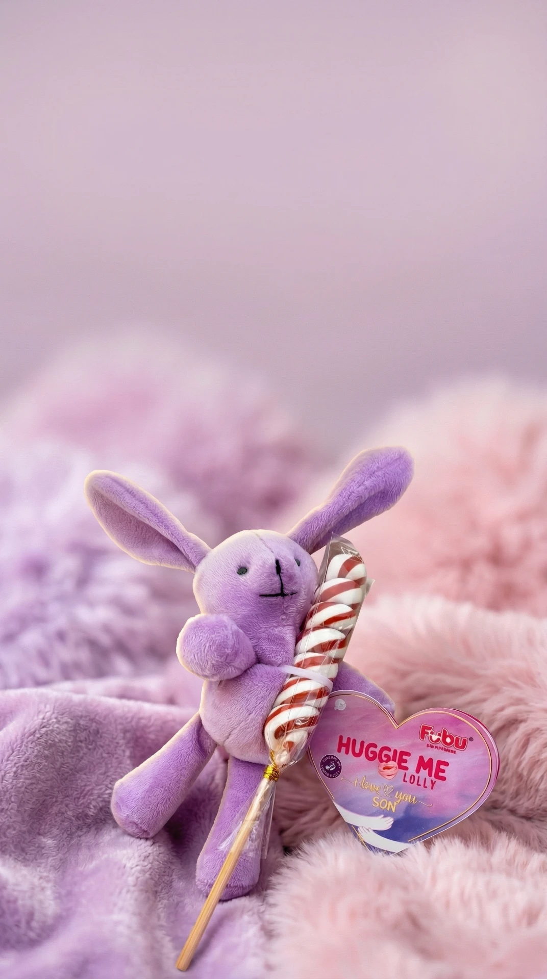 Purple bunny with Huggie Me Lolly conceptual visual